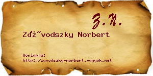 Závodszky Norbert névjegykártya